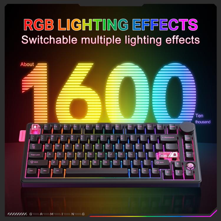 ONIKUMA MT706 81-Keys Hot Swappable Triple Mode Mechanical Keyboard(Black) - Wired Keyboard by ONIKUMA | Online Shopping UK | buy2fix