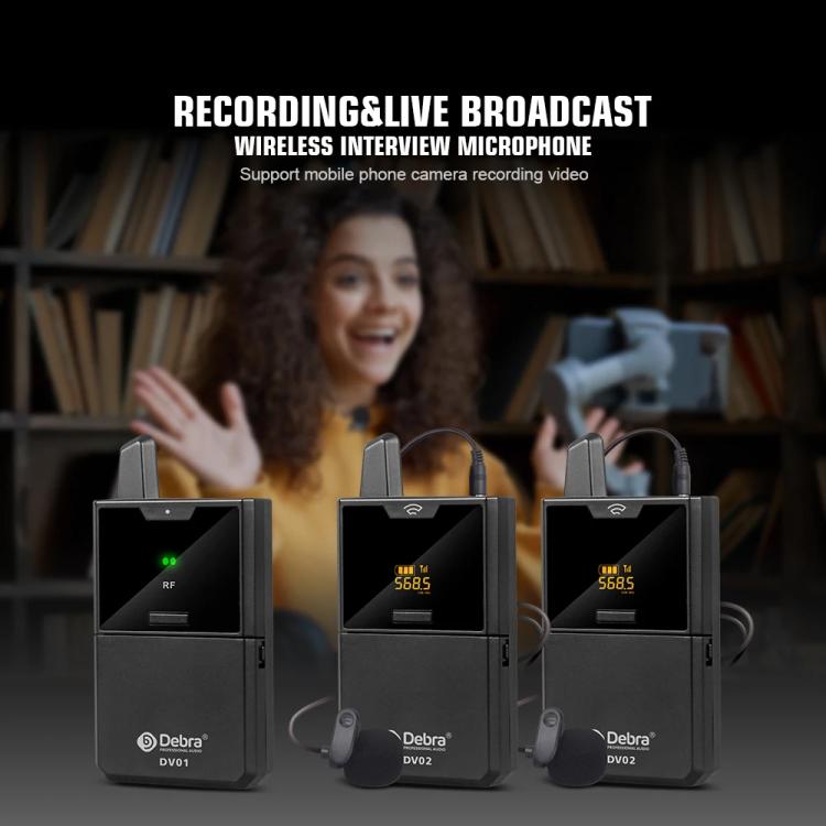 DEBRA DV-01 Wireless Lavalier Microphone TX & RX Outdoor Interview Live Broadcast - Microphone by DEBRA | Online Shopping UK | buy2fix