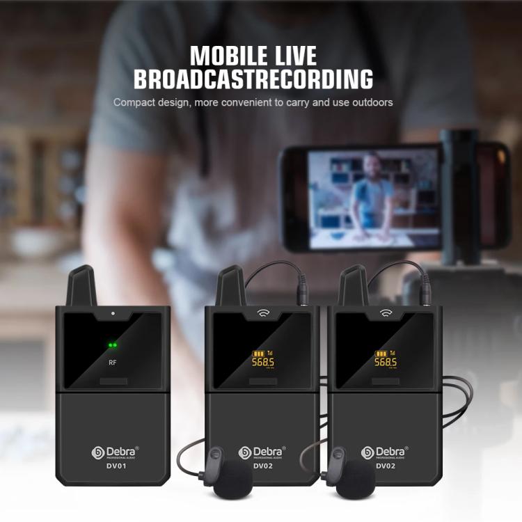 DEBRA DV-01 Wireless Lavalier Microphone TX & RX Outdoor Interview Live Broadcast - Microphone by DEBRA | Online Shopping UK | buy2fix