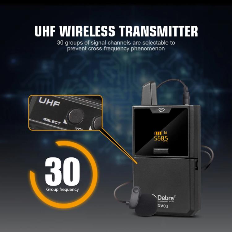 DEBRA DV-02 Wireless Lavalier Microphone TX & 2RX Outdoor Interview Live Broadcast - Microphone by DEBRA | Online Shopping UK | buy2fix