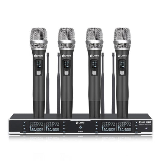 DEBRA R404 UHF Wireless Microphone 4-in-1 Professional Stage Performance Conference Handheld Mic(EU Plug) - Microphone by DEBRA | Online Shopping UK | buy2fix