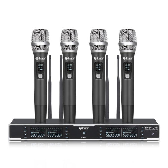 DEBRA R404 UHF Wireless Microphone 4-in-1 Professional Stage Performance Conference Handheld Mic(UK Plug)