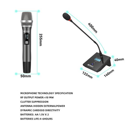 DEBRA R404 UHF Wireless Microphone 4-in-1 Professional Stage Performance Conference Handheld Mic(EU Plug) - Microphone by DEBRA | Online Shopping UK | buy2fix