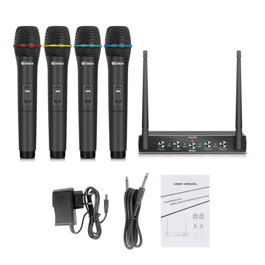 DEBRA AU-400 UHF Wireless Microphone System 4-in-1 for Performance Conference KTV, Model:4 Handheld Mic(AU Plug) - Microphone by DEBRA | Online Shopping UK | buy2fix