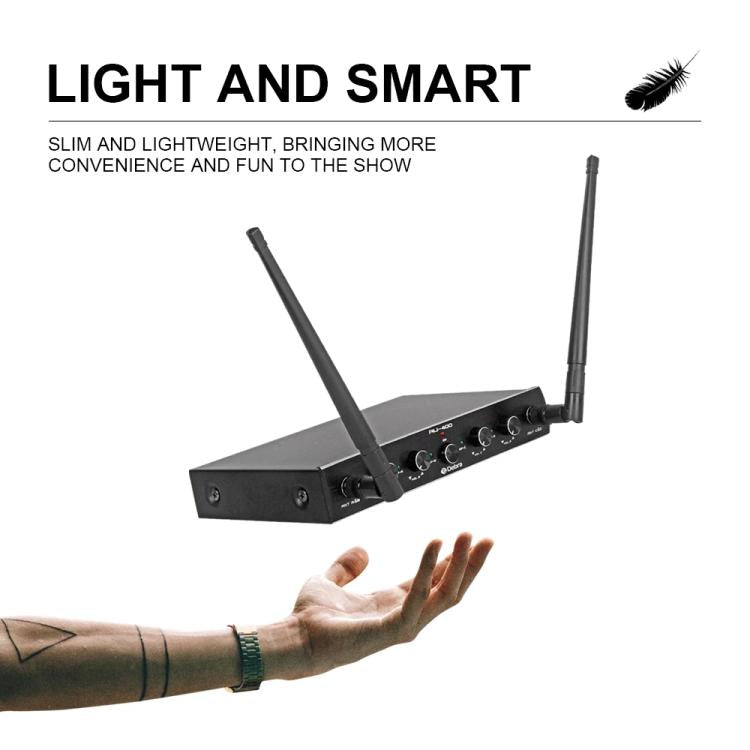 DEBRA AU-400 UHF Wireless Microphone System 4-in-1 for Performance Conference KTV, Model:2 Handheld +2 Bodypack(UK Plug) - Microphone by DEBRA | Online Shopping UK | buy2fix