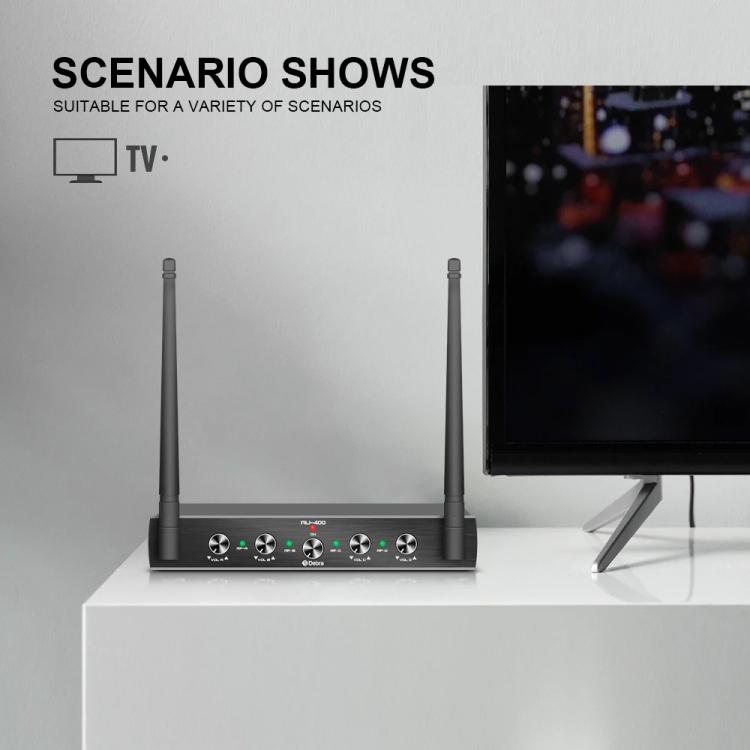 DEBRA AU-400 UHF Wireless Microphone System 4-in-1 for Performance Conference KTV, Model:2 Handheld +2 Bodypack(US Plug) - Microphone by DEBRA | Online Shopping UK | buy2fix