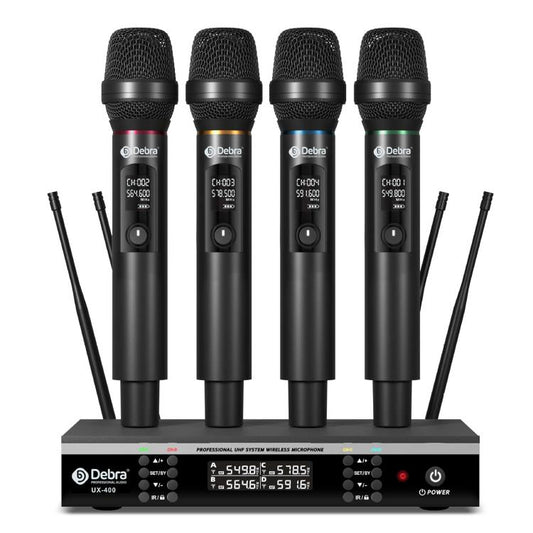 DEBRA UX-400 UHF Wireless Rechargeable Microphone System 4-in-1(EU Plug) - Microphone by DEBRA | Online Shopping UK | buy2fix
