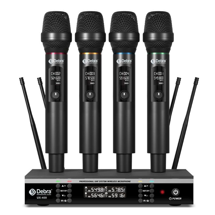 DEBRA UX-400 UHF Wireless Rechargeable Microphone System 4-in-1(UK Plug) - Microphone by DEBRA | Online Shopping UK | buy2fix