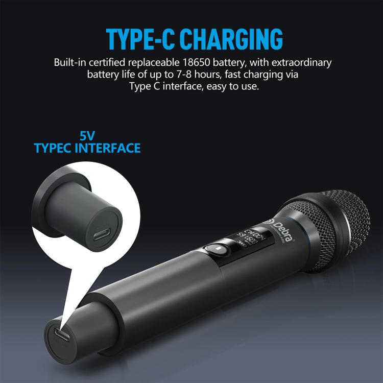 DEBRA UX-400 UHF Wireless Rechargeable Microphone System 4-in-1(UK Plug) - Microphone by DEBRA | Online Shopping UK | buy2fix