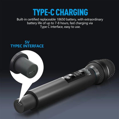 DEBRA UX-400 UHF Wireless Rechargeable Microphone System 4-in-1(UK Plug) - Microphone by DEBRA | Online Shopping UK | buy2fix
