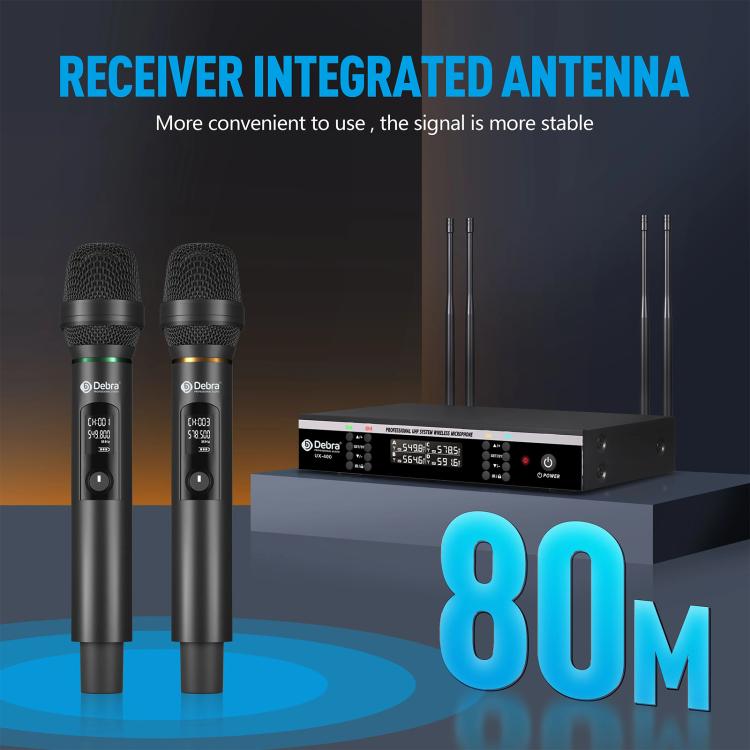DEBRA UX-400 UHF Wireless Rechargeable Microphone System 4-in-1(EU Plug) - Microphone by DEBRA | Online Shopping UK | buy2fix