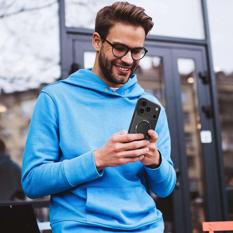 For iPhone 17 Pro Max Carbon Fiber Texture MagSafe Phone Case with Holder(Red) - iPhone 17 Pro Max Cases by buy2fix | Online Shopping UK | buy2fix