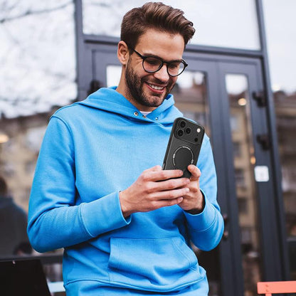 For iPhone 17 Pro Carbon Fiber Texture MagSafe Phone Case with Holder(Grey) - iPhone 17 Pro Cases by buy2fix | Online Shopping UK | buy2fix