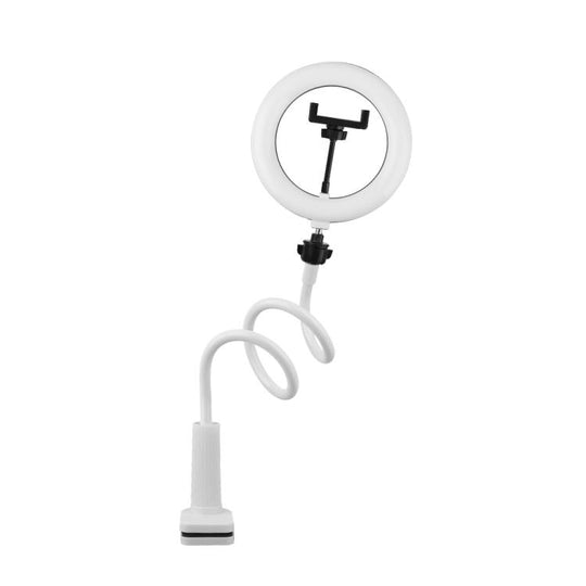 8 inch Striped Selfie Live Streaming Photography Lazy Stand LED Ring Fill Light Set(White)