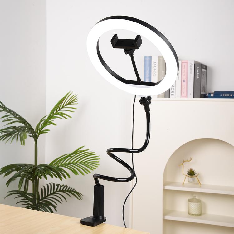 8 inch Striped Selfie Live Streaming Photography Lazy Stand LED Ring Fill Light Set(Black) - Ring Light by buy2fix | Online Shopping UK | buy2fix