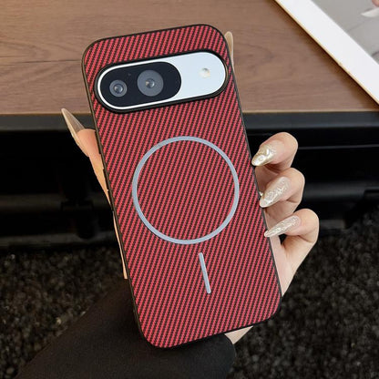 For Google Pixel 10 / 10 Pro Carbon Fiber Texture MagSafe Phone Case(Red) - Google Cases by buy2fix | Online Shopping UK | buy2fix