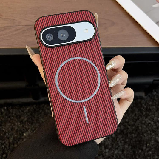 For Google Pixel 10 / 10 Pro Carbon Fiber Texture MagSafe Phone Case(Red) - Google Cases by buy2fix | Online Shopping UK | buy2fix