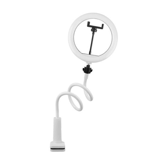 10 inch Striped Selfie Live Streaming Photography Lazy Stand LED Ring Fill Light Set(White)