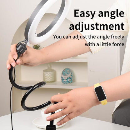 10 inch Striped Selfie Live Streaming Photography Lazy Stand LED Ring Fill Light Set(White) - Ring Light by buy2fix | Online Shopping UK | buy2fix