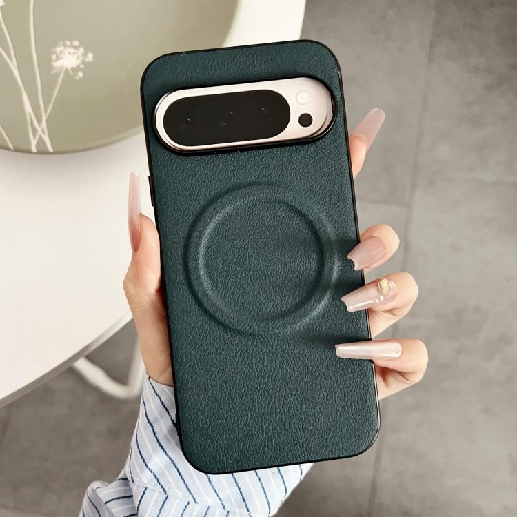 For Google Pixel 10 / 10 Pro Magsafe Magnetic Plain Leather Phone Case(Dark Green) - Google Cases by buy2fix | Online Shopping UK | buy2fix