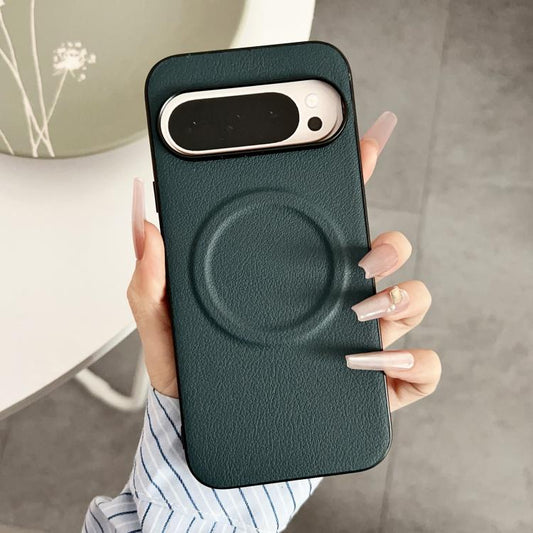 For Google Pixel 10 / 10 Pro Magsafe Magnetic Plain Leather Phone Case(Dark Green) - Google Cases by buy2fix | Online Shopping UK | buy2fix