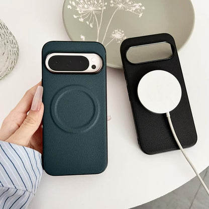For Google Pixel 10 / 10 Pro Magsafe Magnetic Plain Leather Phone Case(Dark Green) - Google Cases by buy2fix | Online Shopping UK | buy2fix