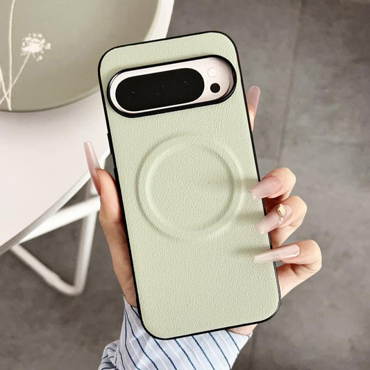 For Google Pixel 10 / 10 Pro Magsafe Magnetic Plain Leather Phone Case(Light Green) - Google Cases by buy2fix | Online Shopping UK | buy2fix