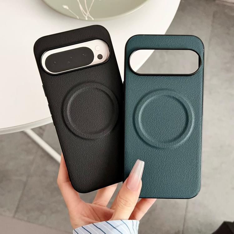 For Google Pixel 10 / 10 Pro Magsafe Magnetic Plain Leather Phone Case(White) - Google Cases by buy2fix | Online Shopping UK | buy2fix