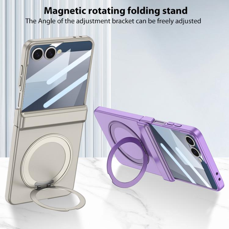 For Samsung Galaxy Z Flip7 5G GKK Integrated Magnetic Folding Hinge Full Coverage Phone Case with Rotating Bracket(Purple) - Galaxy Z Flip7 5G Cases by GKK | Online Shopping UK | buy2fix