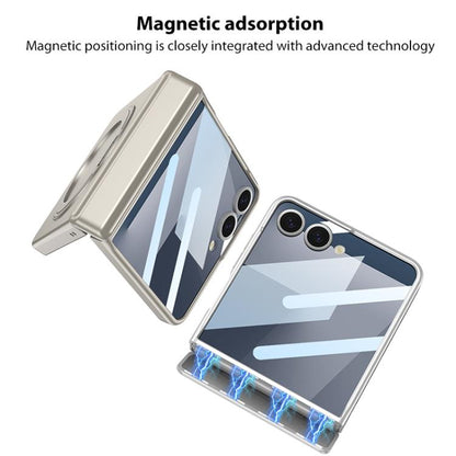 For Samsung Galaxy Z Flip7 5G GKK Integrated Magnetic Folding Hinge Full Coverage Phone Case with Rotating Bracket(Silver) - Galaxy Z Flip7 5G Cases by GKK | Online Shopping UK | buy2fix