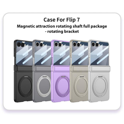 For Samsung Galaxy Z Flip7 5G GKK Integrated Magnetic Folding Hinge Full Coverage Phone Case with Rotating Bracket(Black) - Galaxy Z Flip7 5G Cases by GKK | Online Shopping UK | buy2fix