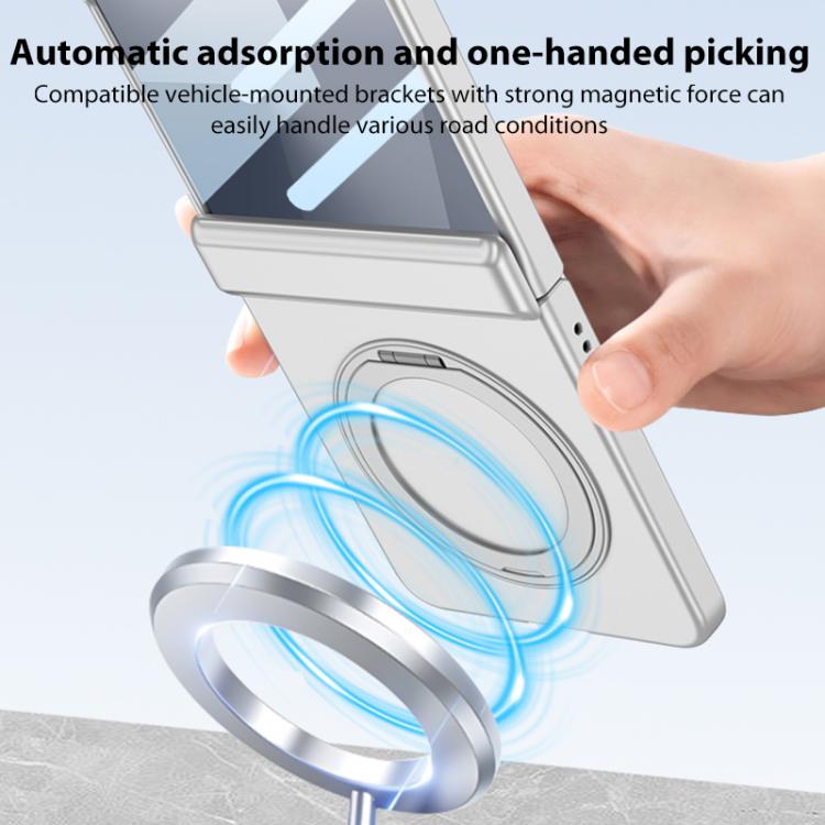 For Samsung Galaxy Z Flip7 5G GKK Integrated Magnetic Folding Hinge Full Coverage Phone Case with Rotating Bracket(Titanium Gray) - Galaxy Z Flip7 5G Cases by GKK | Online Shopping UK | buy2fix