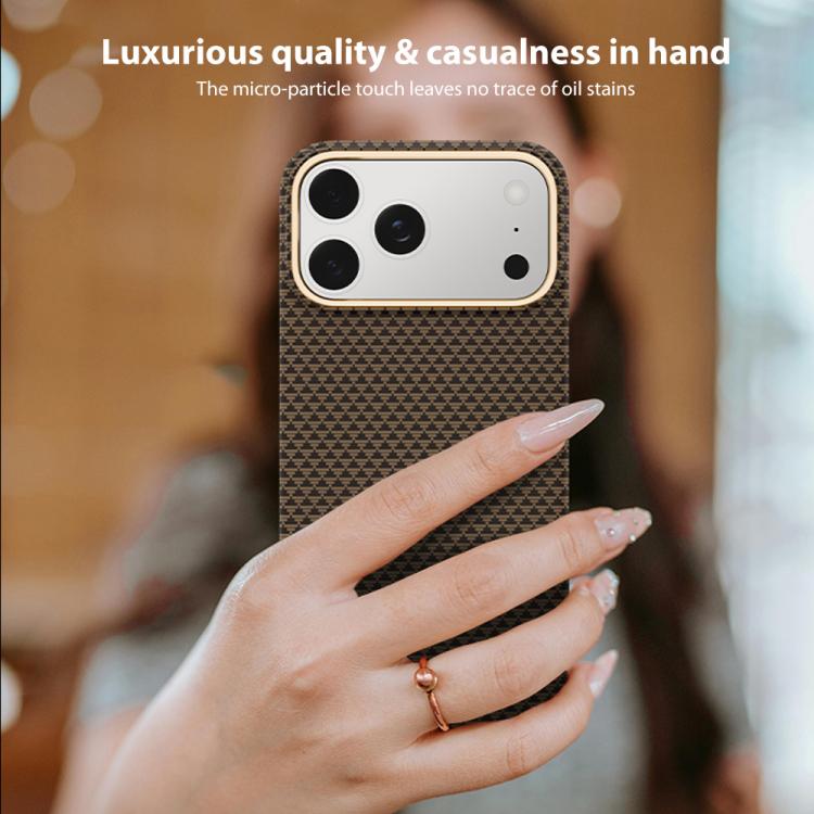 For iPhone 17 Pro Max Metal Frame Nanofiber MagSafe Magnetic Phone Case(Gold) - iPhone 17 Pro Max Cases by buy2fix | Online Shopping UK | buy2fix