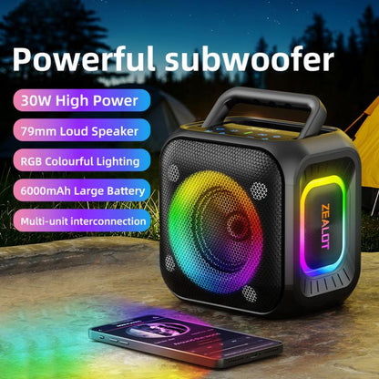 Zealot PT01 30W Portable Outdoor IPX6 RGB Stereo Bluetooth Speaker(Black) - Waterproof Speaker by ZEALOT | Online Shopping UK | buy2fix