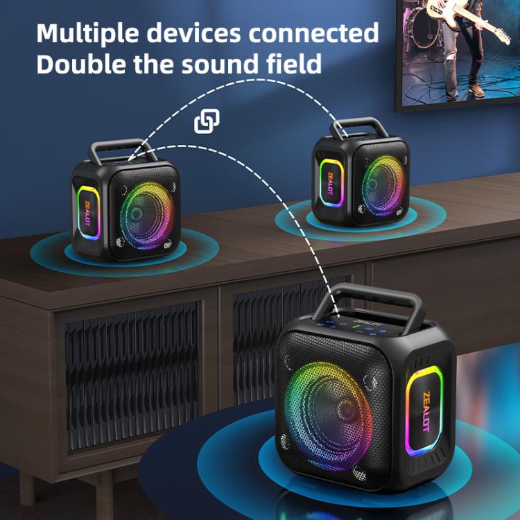 Zealot PT01 30W Portable Outdoor IPX6 RGB Stereo Bluetooth Speaker(Black) - Waterproof Speaker by ZEALOT | Online Shopping UK | buy2fix