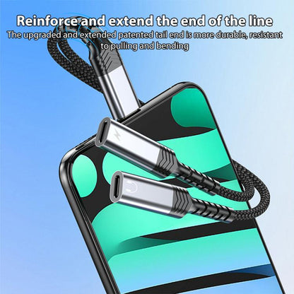 2 in 1 Type-C to Dual Type-C Charging and Audio Adapter Cable(Red) - Earphone Adapter by buy2fix | Online Shopping UK | buy2fix