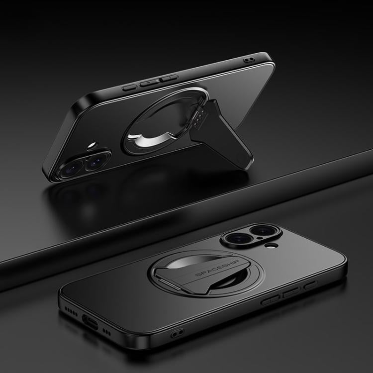 For iPhone 17 Spaceship MagSafe Folding Holder Phone Case(Black) - iPhone 17 Cases by buy2fix | Online Shopping UK | buy2fix