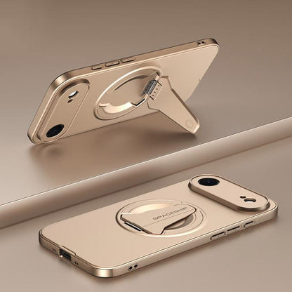 For iPhone Air Spaceship MagSafe Folding Holder Phone Case(Desert Gold) - iPhone Air Cases by buy2fix | Online Shopping UK | buy2fix