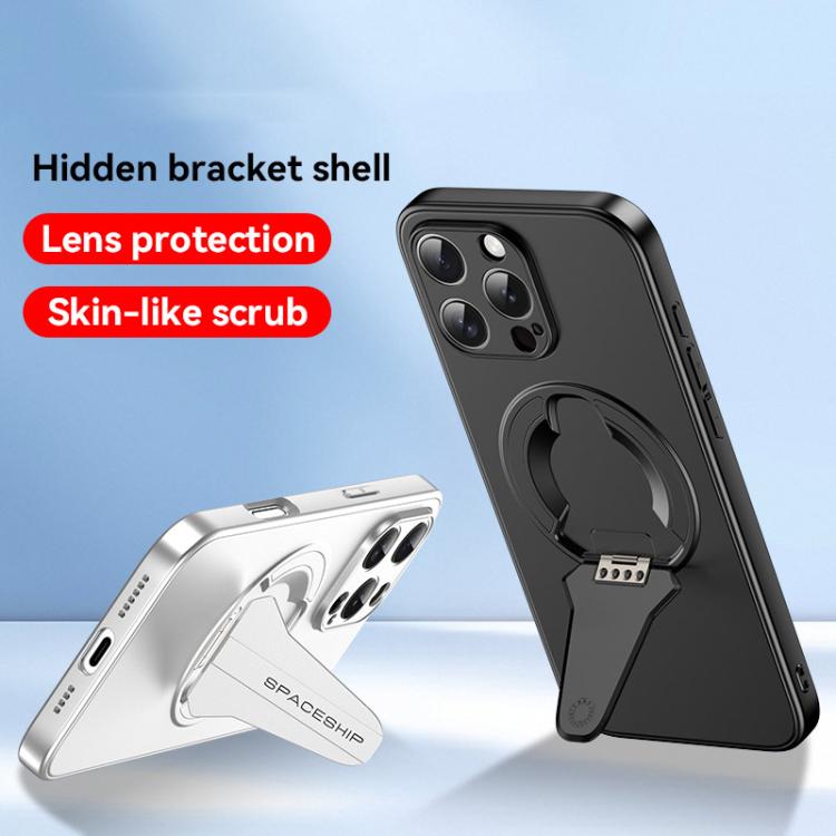 For iPhone Air Spaceship MagSafe Folding Holder Phone Case(Black) - iPhone Air Cases by buy2fix | Online Shopping UK | buy2fix