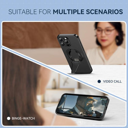 For iPhone 17 Spaceship MagSafe Folding Holder Phone Case(Black) - iPhone 17 Cases by buy2fix | Online Shopping UK | buy2fix