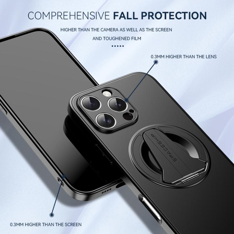 For iPhone Air Spaceship MagSafe Folding Holder Phone Case(Black) - iPhone Air Cases by buy2fix | Online Shopping UK | buy2fix