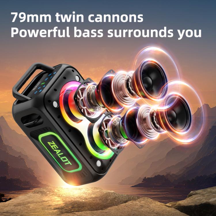 Zealot PT02 60W Portable Outdoor RGB Colorful Light Stereo Bluetooth Speaker(Green) - Waterproof Speaker by ZEALOT | Online Shopping UK | buy2fix