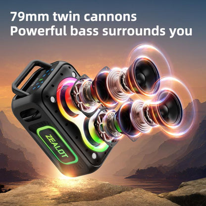 Zealot PT02 60W Portable Outdoor RGB Colorful Light Stereo Bluetooth Speaker(Green) - Waterproof Speaker by ZEALOT | Online Shopping UK | buy2fix