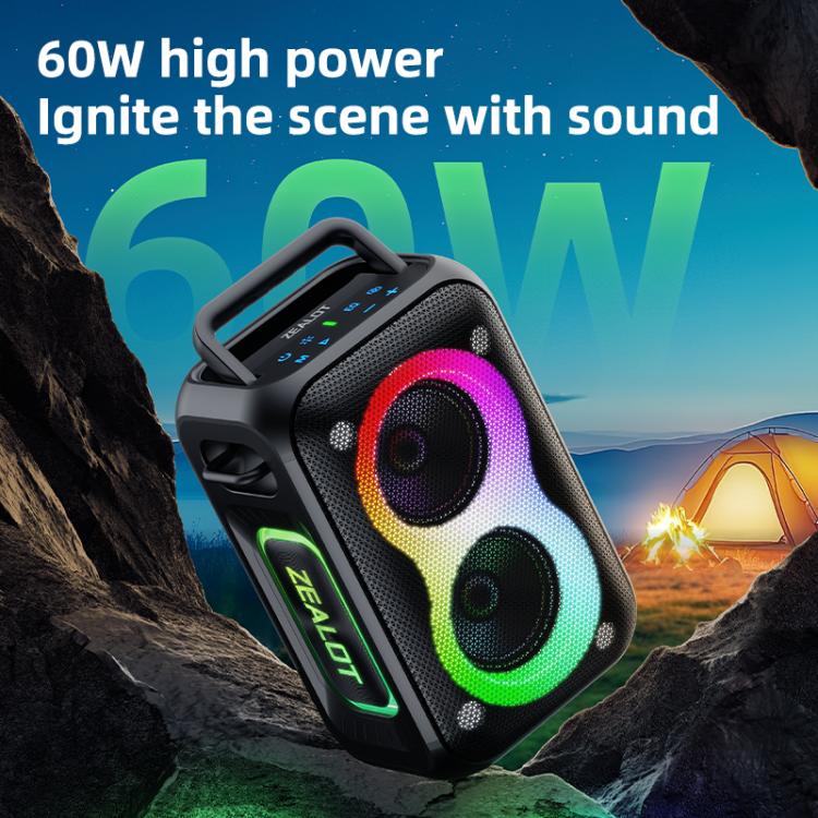Zealot PT02 60W Portable Outdoor RGB Colorful Light Stereo Bluetooth Speaker(Blue) - Waterproof Speaker by ZEALOT | Online Shopping UK | buy2fix