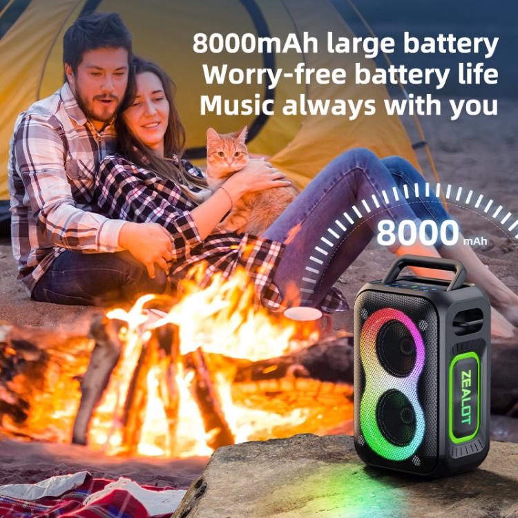 Zealot PT02 60W Portable Outdoor RGB Colorful Light Stereo Bluetooth Speaker(Blue) - Waterproof Speaker by ZEALOT | Online Shopping UK | buy2fix