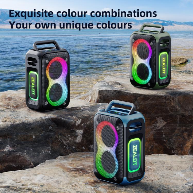 Zealot PT02 60W Portable Outdoor RGB Colorful Light Stereo Bluetooth Speaker(Blue) - Waterproof Speaker by ZEALOT | Online Shopping UK | buy2fix