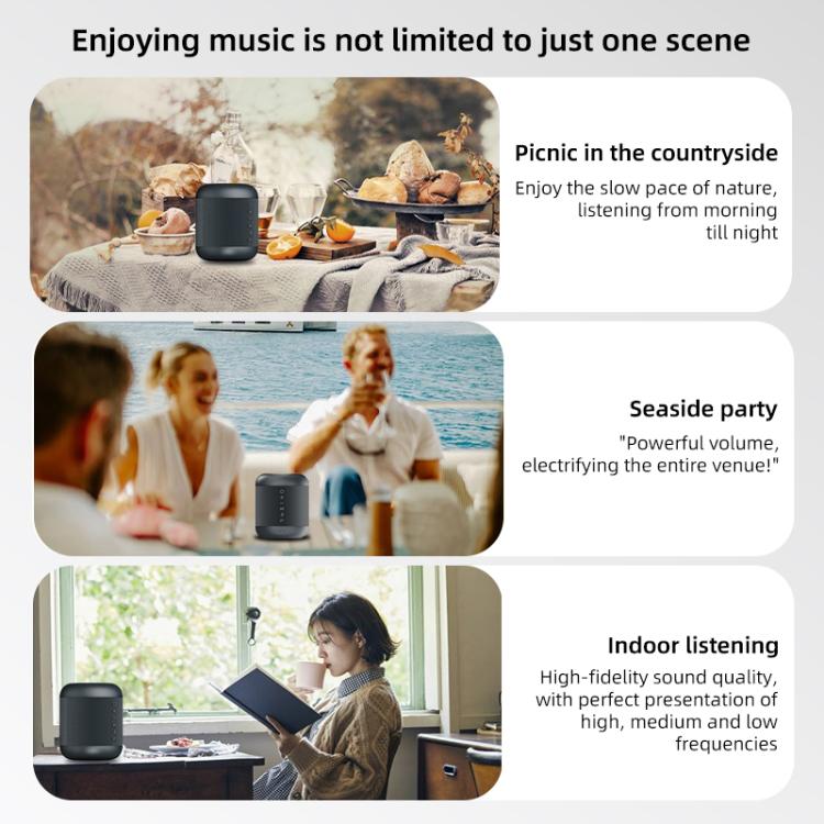 HB-01 5W Portable TWS Stereo Bluetooth 5.4 Speaker(Grey) - Desktop Speaker by buy2fix | Online Shopping UK | buy2fix