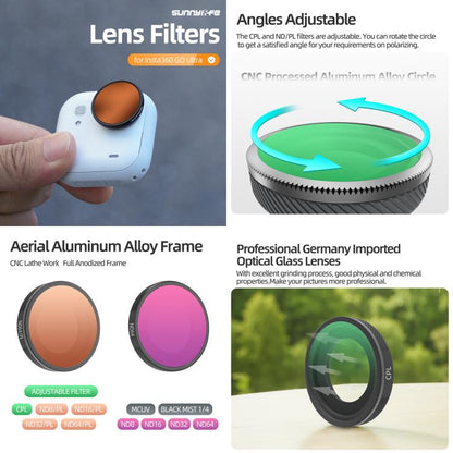 For Insta360 GO Ultra Sunnylife Camera Lens Filter, Filter:ND32PL - Len Accessories by Sunnylife | Online Shopping UK | buy2fix