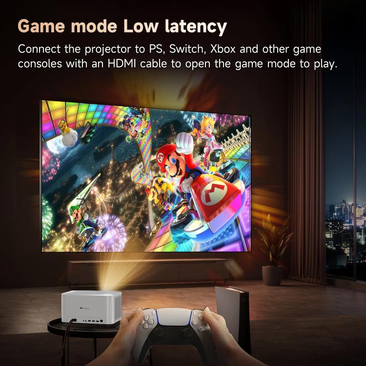 WOWOTO WWT-BL06E Android 9.0 4.45 inch LCD Display 1920x1080P 1000ANSI Smart Projector(UK Plug) - LED Projector by WOWOTO | Online Shopping UK | buy2fix