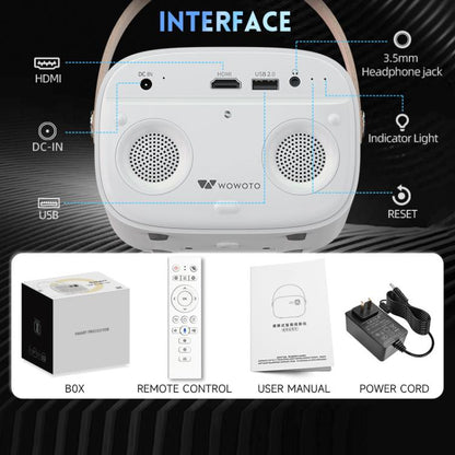 WOWOTO WWT-M8 Android 9 DLP 1920x1080P HD 300ANSI Smart Projector(EU Plug) - LED Projector by WOWOTO | Online Shopping UK | buy2fix